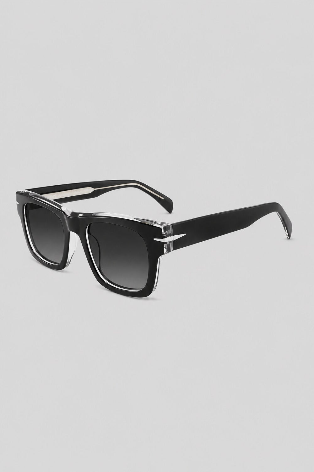 Olivier Marel Porto '41 black clear square sunglasses, side profile, unisex fit