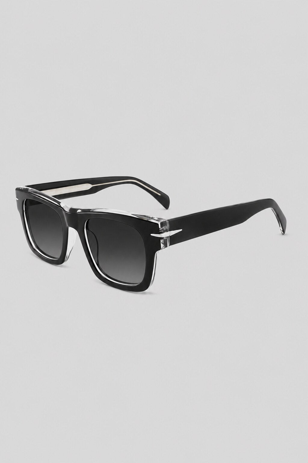 Olivier Marel Porto '41 black clear square sunglasses, side profile, unisex fit