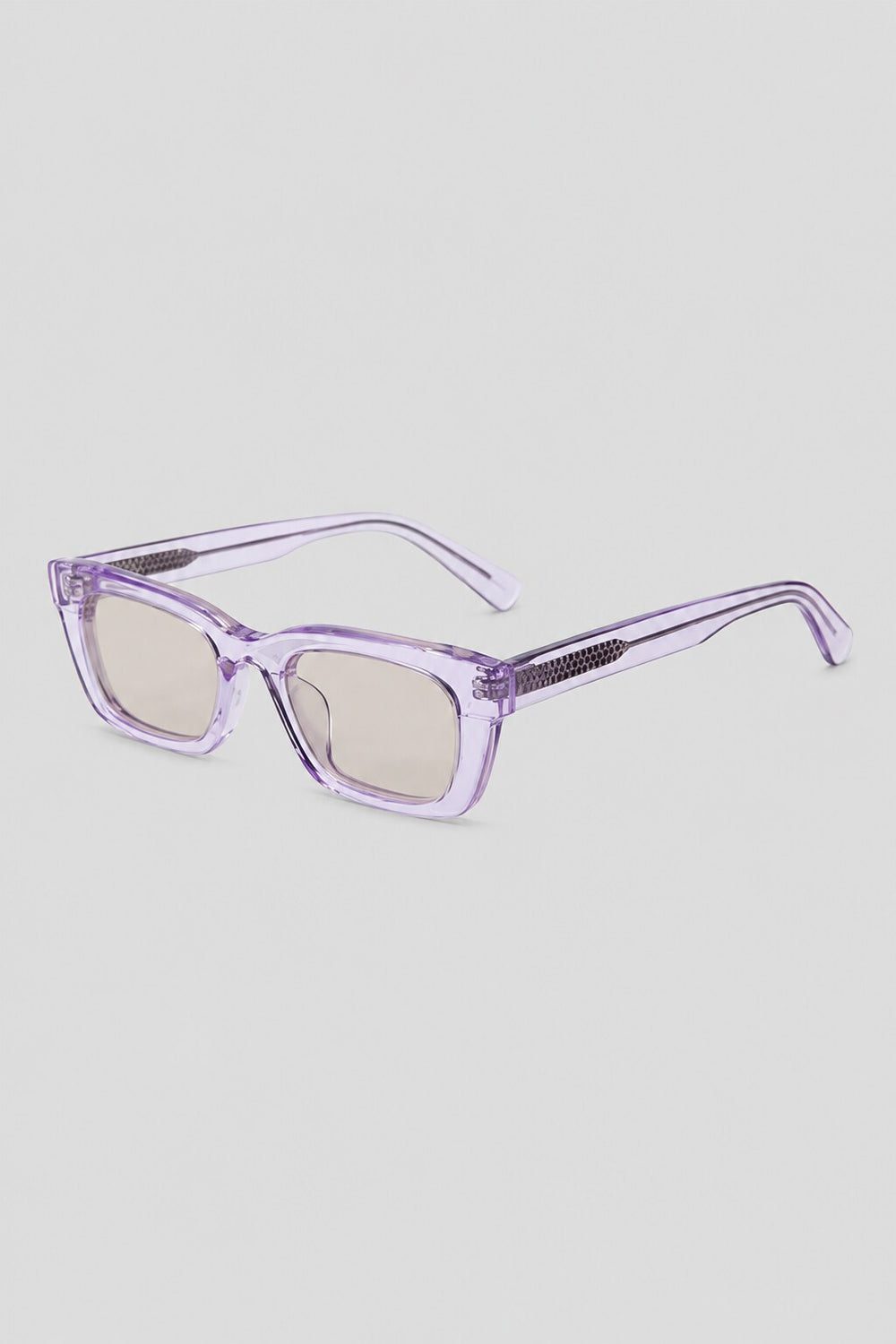Olivier Marel Portofino '88 lilac polarized square sunglasses, side profile, unisex fit