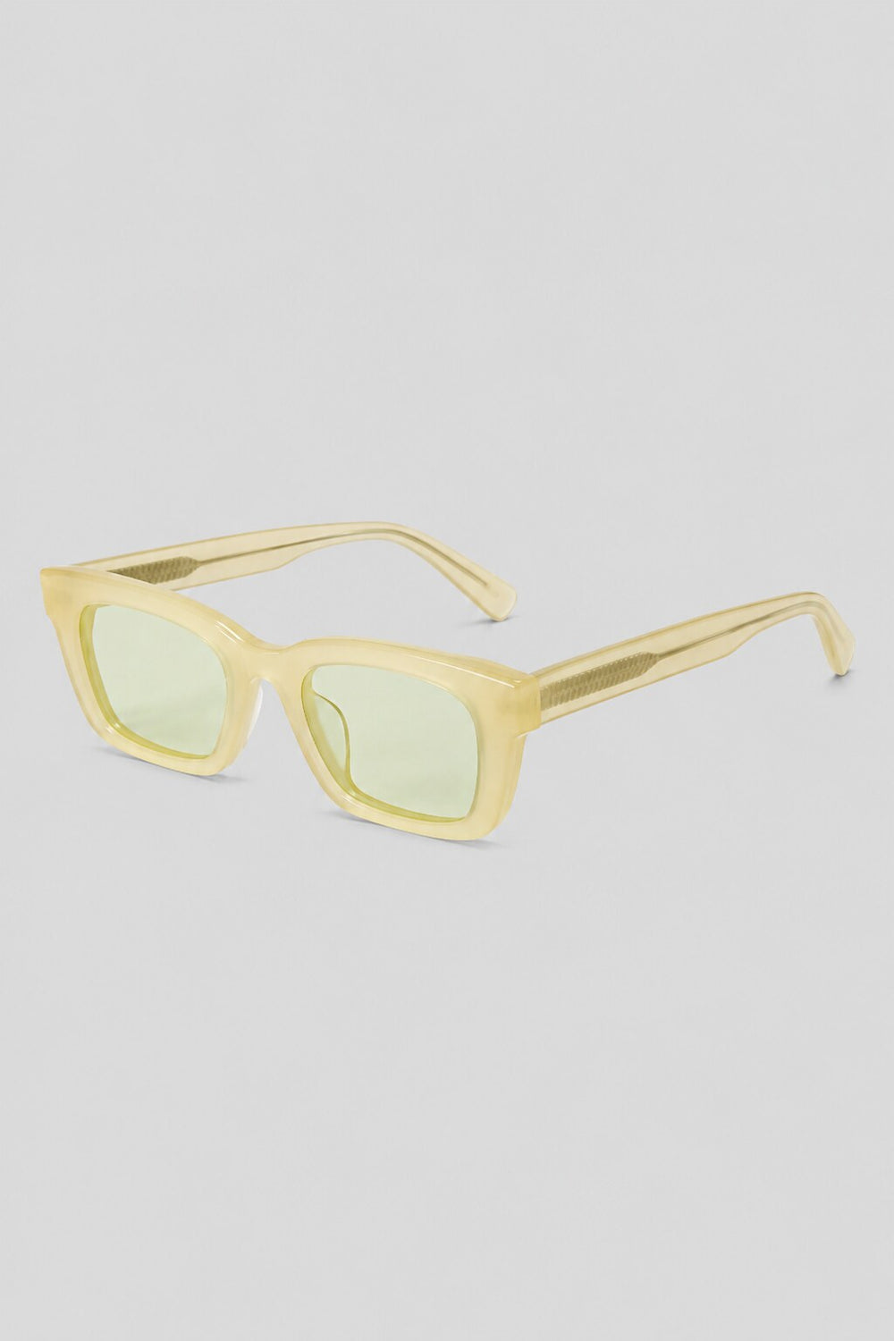 Olivier Marel Portofino '88 yellow polarized square sunglasses, side profile, unisex fit