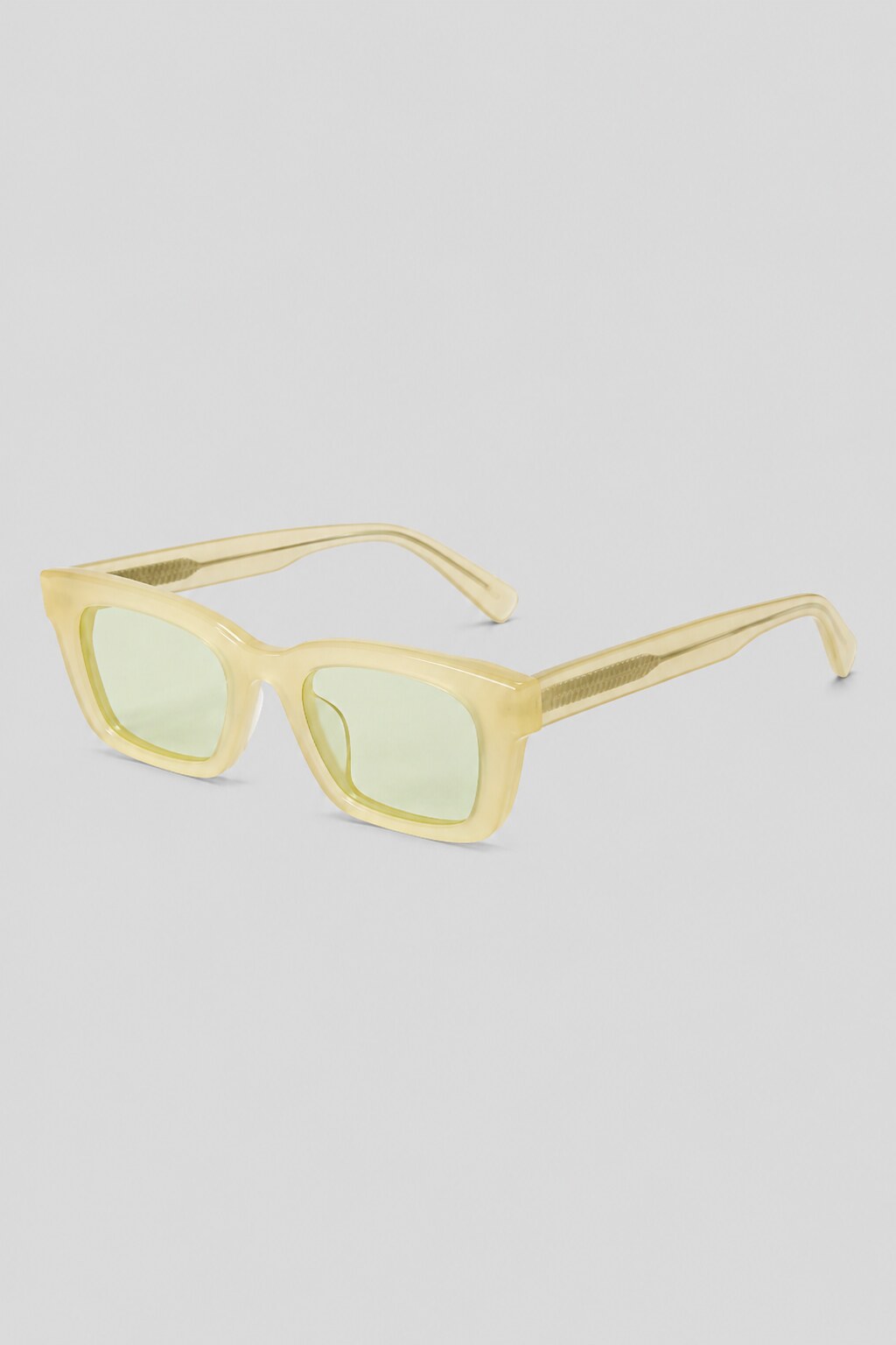 Olivier Marel Portofino '88 yellow polarized square sunglasses, side profile, unisex fit