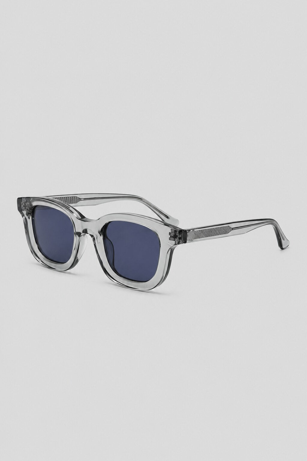 Olivier Marel Positano '81 blue polarized square sunglasses, side profile, men's fit