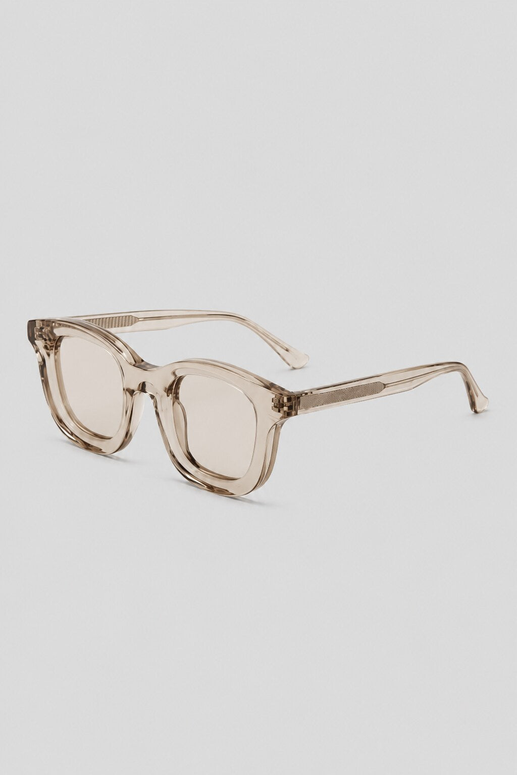 Olivier Marel Positano '81 champagne polarized square sunglasses, side profile, men's fit