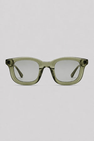 Olivier Marel Positano '81 green polarized square sunglasses in acetate, front view