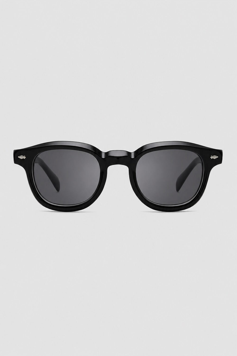 Olivier Marel Rapallo '95 black polarized round sunglasses, side profile, unisex fit