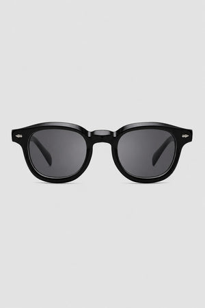 Olivier Marel Rapallo '95 black polarized round sunglasses, side profile, unisex fit