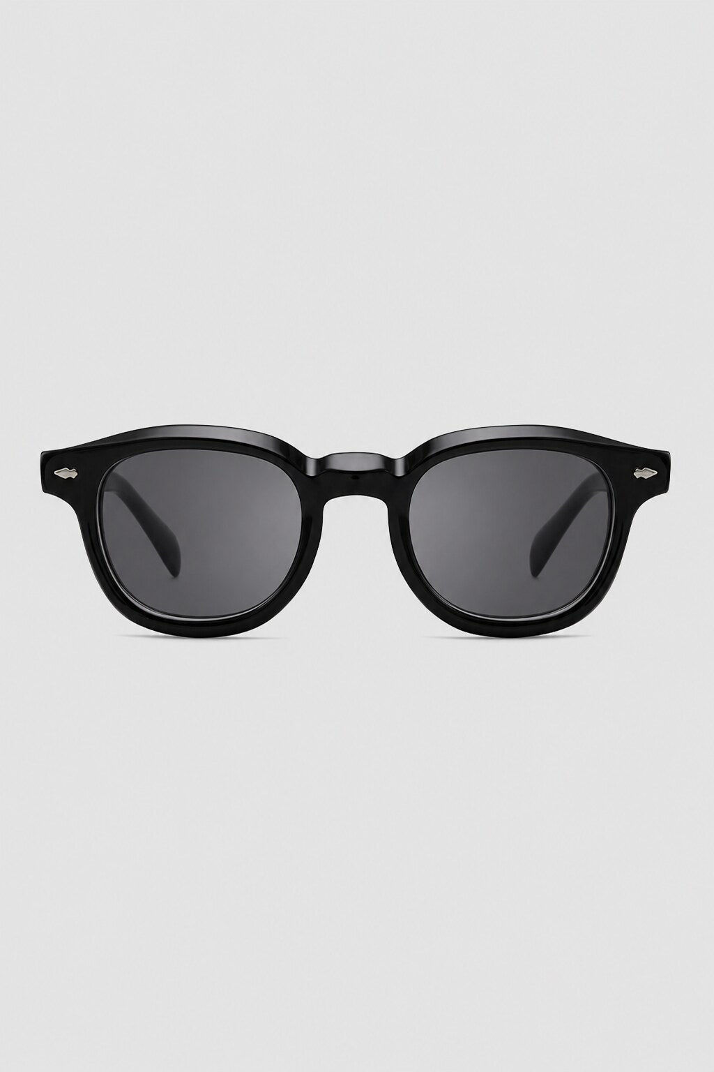 Olivier Marel Rapallo '95 black polarized round sunglasses, side profile, unisex fit