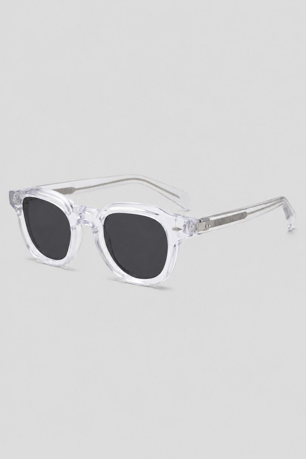 Olivier Marel Rapallo '95 clear polarized round sunglasses, side profile, unisex fit