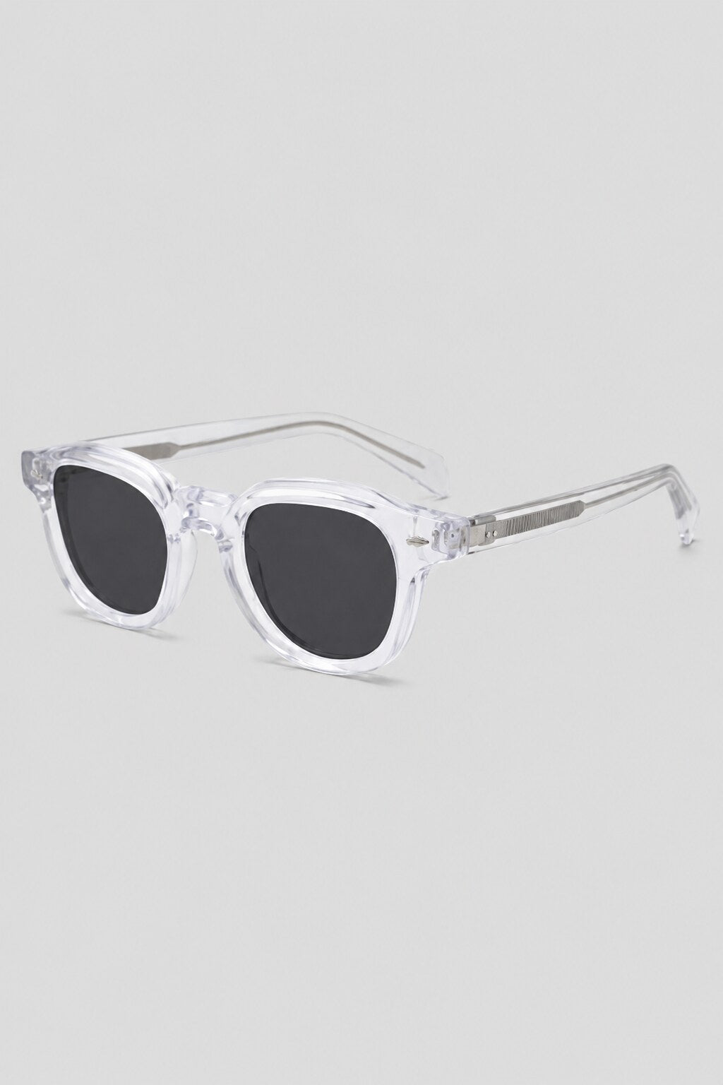 Olivier Marel Rapallo '95 clear polarized round sunglasses, side profile, unisex fit