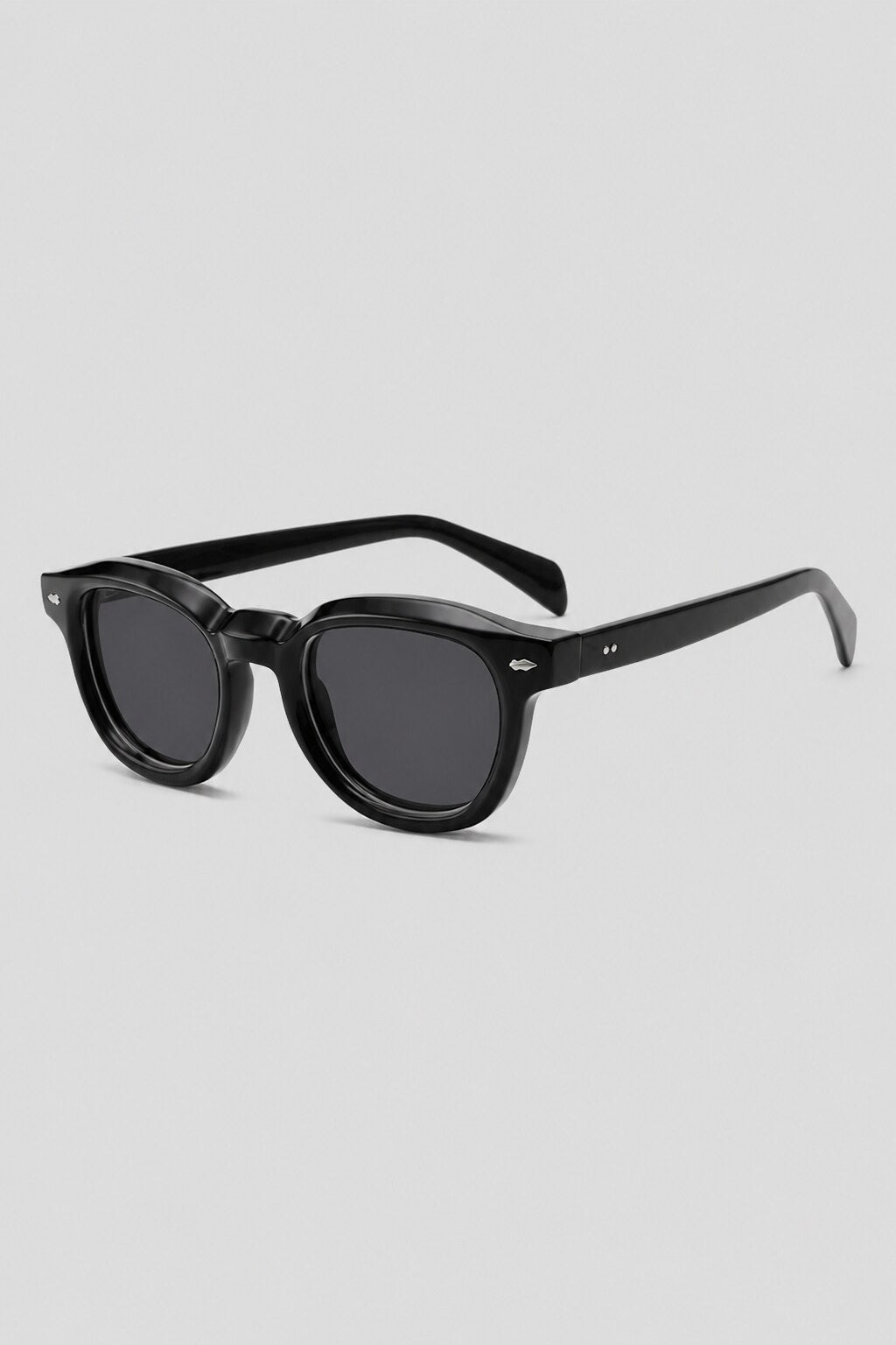 Olivier Marel Rapallo '95 gray polarized round sunglasses, side profile, unisex fit