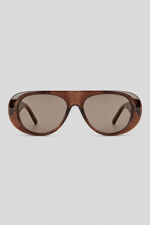 Olivier Marel Ravello '77 brown aviator sunglasses, side profile, men's fit
