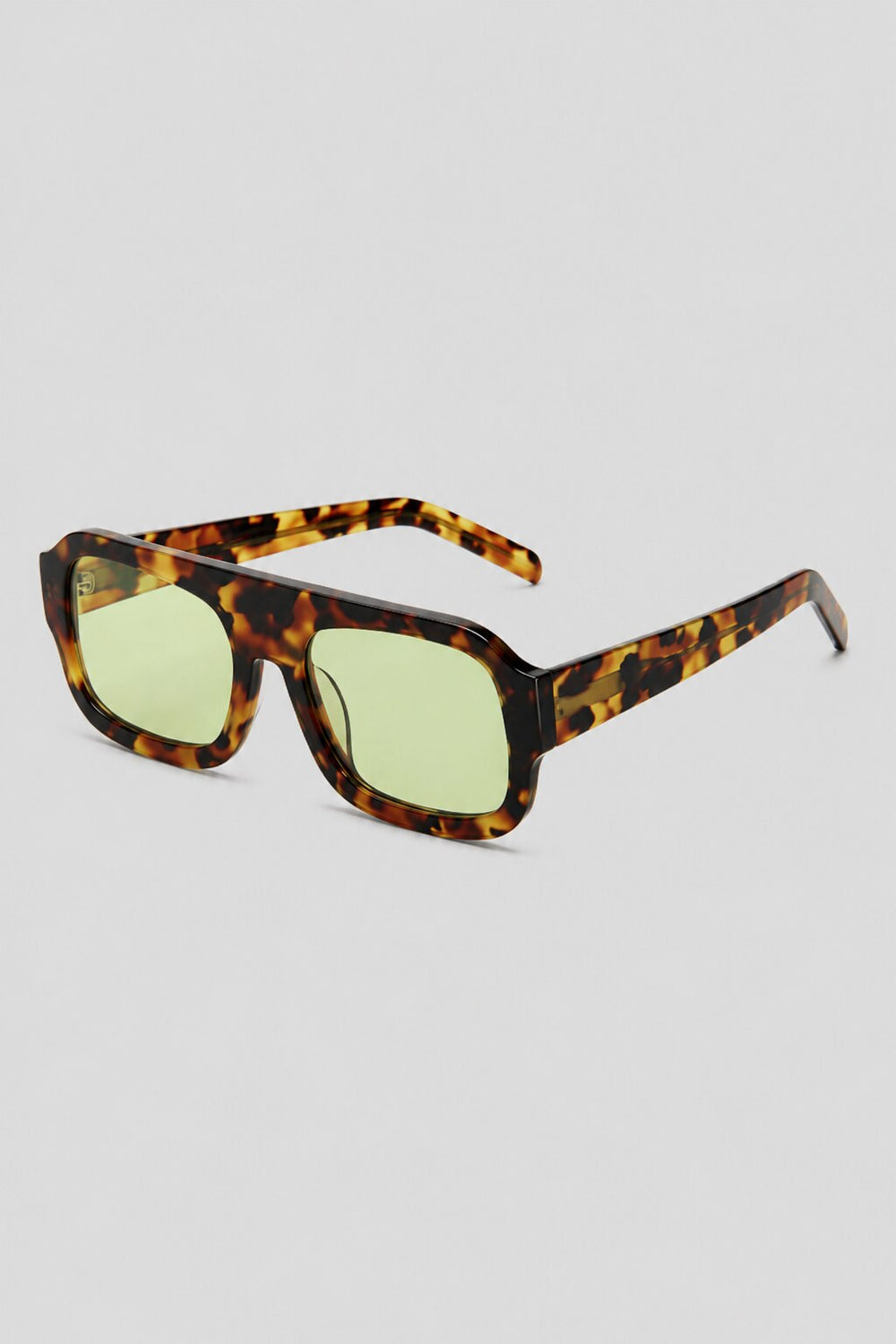 Olivier Marel Rhodes '10 green tortoise square sunglasses, side profile, men's fit