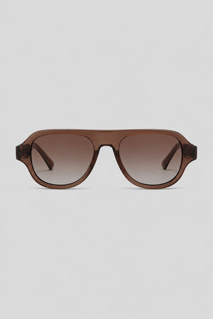 Olivier Marel Rimini '08 brown polarized aviator sunglasses in acetate, front view