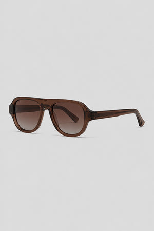 Olivier Marel Rimini '08 brown polarized aviator sunglasses, side profile, men's fit