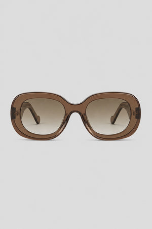 Olivier Marel Salzburg '68 brown polarized oval sunglasses in acetate, front view