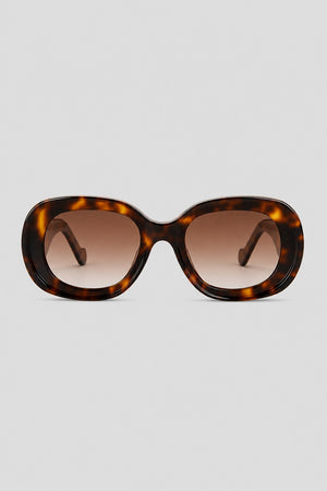 Olivier Marel Salzburg '68 brown tortoise polarized oval sunglasses in acetate, front view