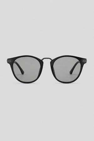 Olivier Marel Sanremo '73 black polarized round sunglasses in acetate, front view