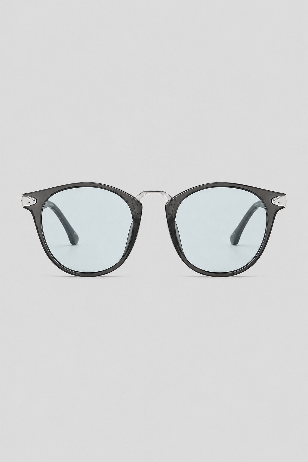 Olivier Marel Sanremo '73 blue polarized round sunglasses in acetate, front view