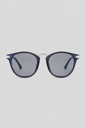 Olivier Marel Sanremo '73 navy polarized round sunglasses in acetate, front view