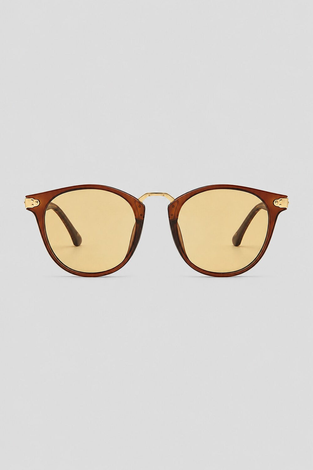 Olivier Marel Sanremo '73 yellow polarized round sunglasses in acetate, front view
