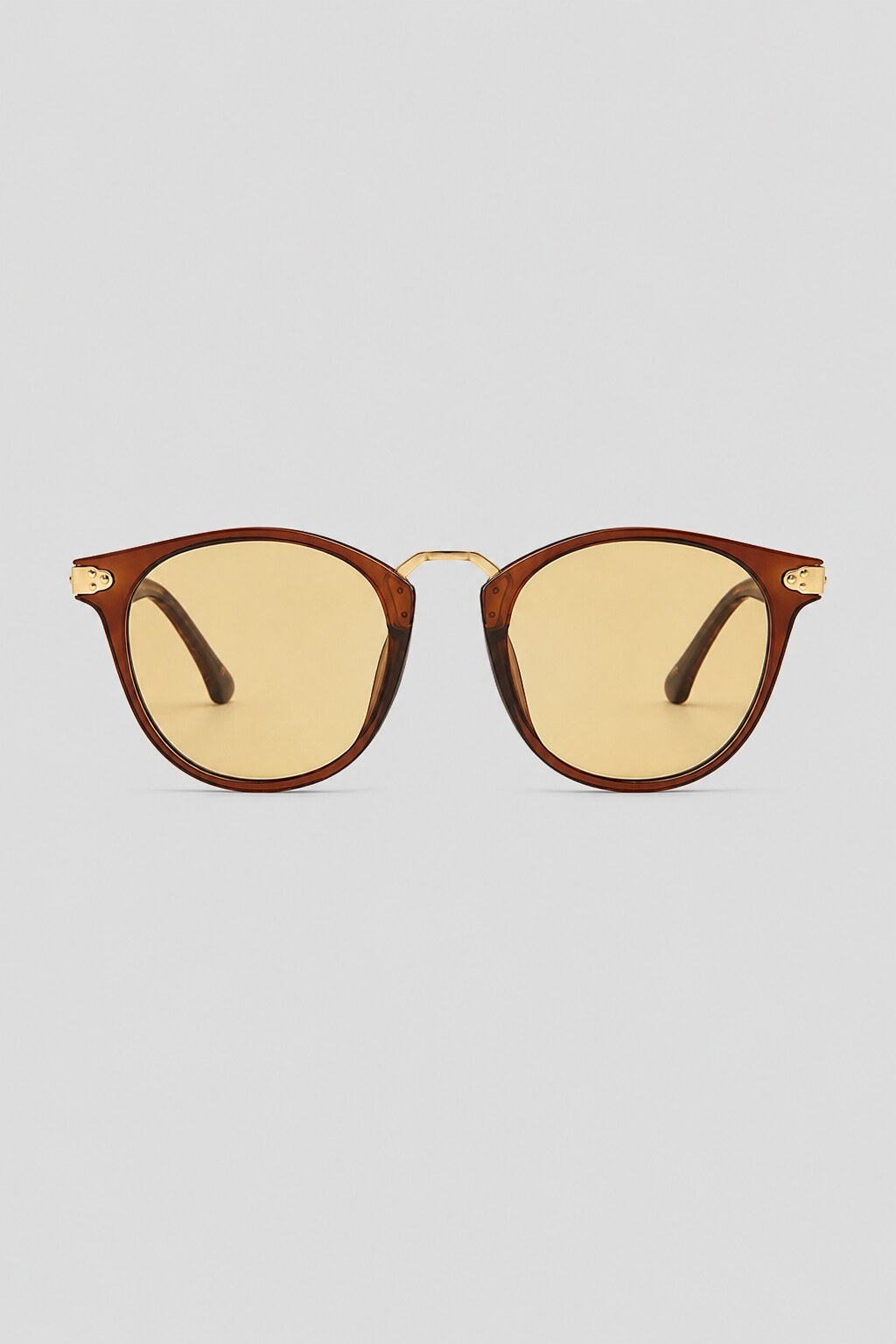 Olivier Marel Sanremo '73 yellow polarized round sunglasses in acetate, front view