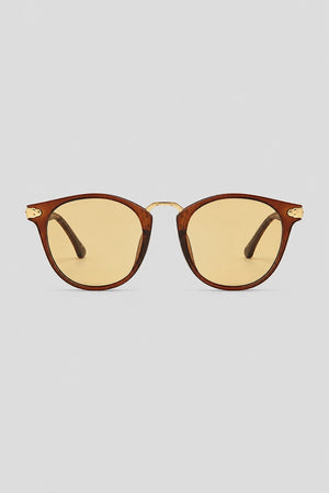 Olivier Marel Sanremo '73 yellow polarized round sunglasses in acetate, front view