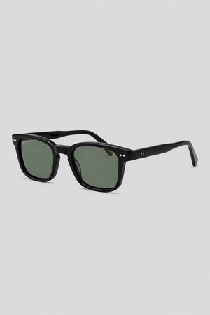 Olivier Marel Santorini '35 black square sunglasses, side profile, unisex fit