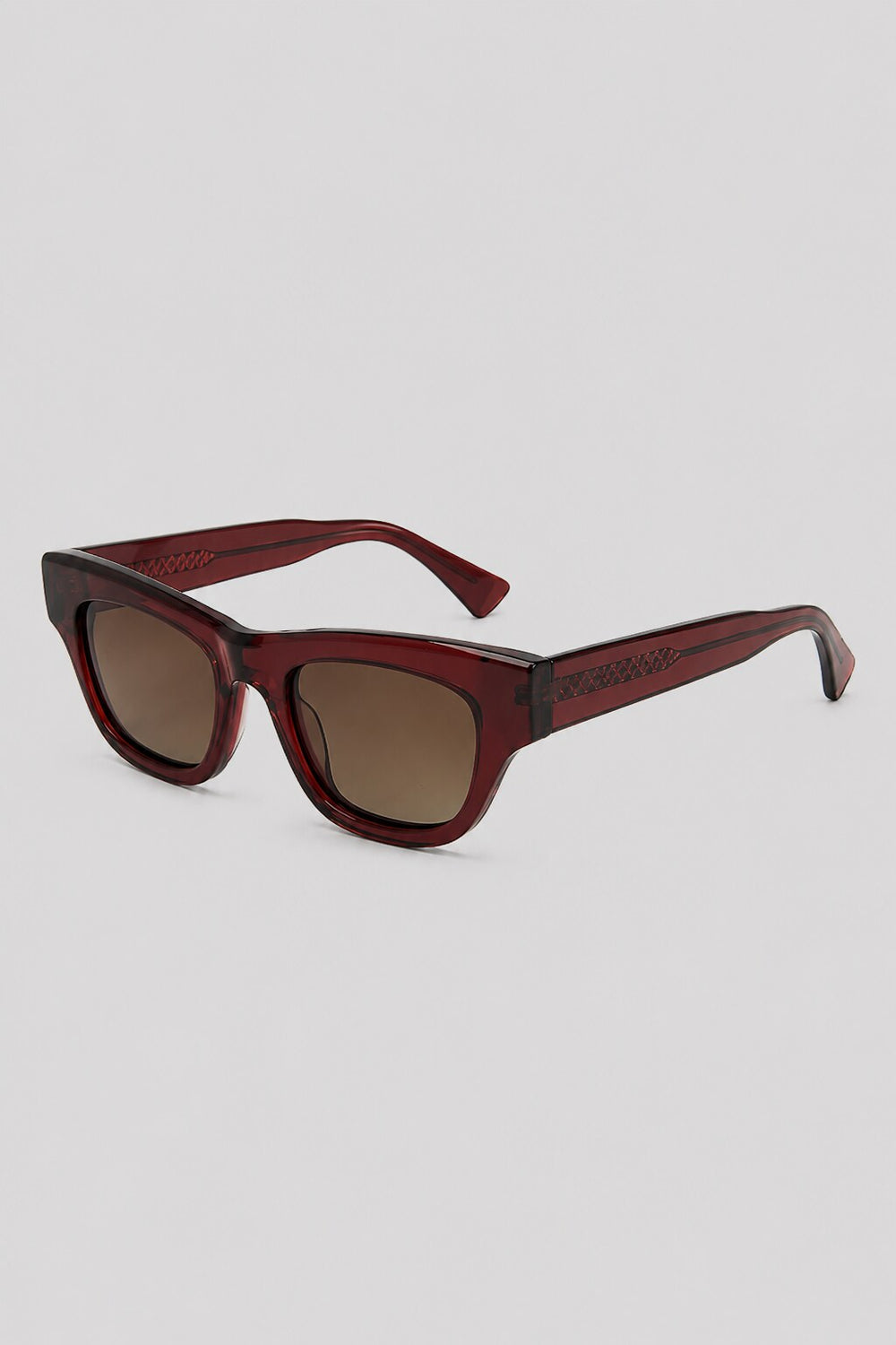 Olivier Marel Seefeld '64 burgundy polarized square sunglasses, side profile, men's fit