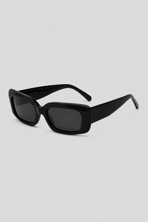 Olivier Marel Sevilla '91 black polarized rectangle sunglasses, side profile, unisex fit