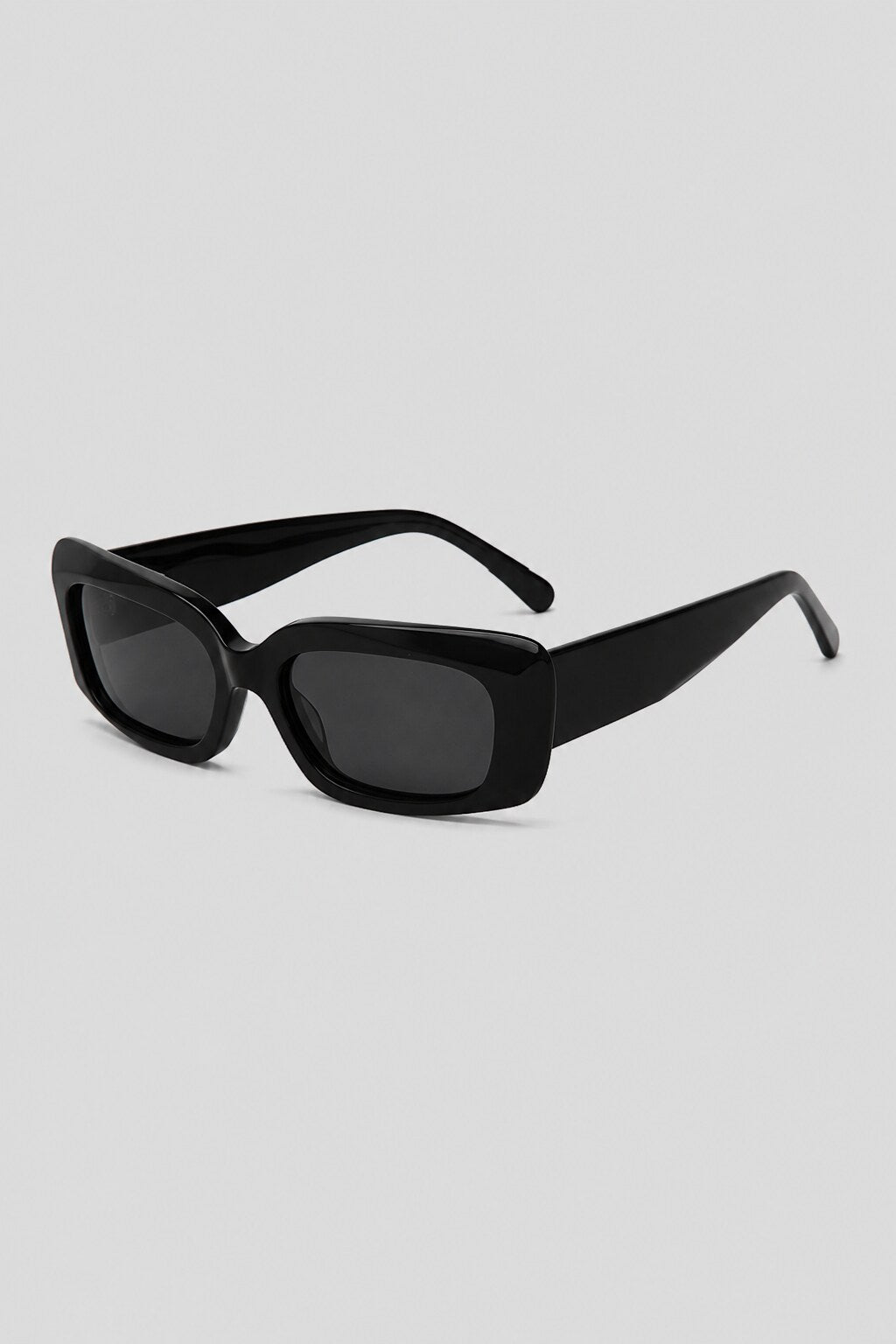 Olivier Marel Sevilla '91 black polarized rectangle sunglasses, side profile, unisex fit
