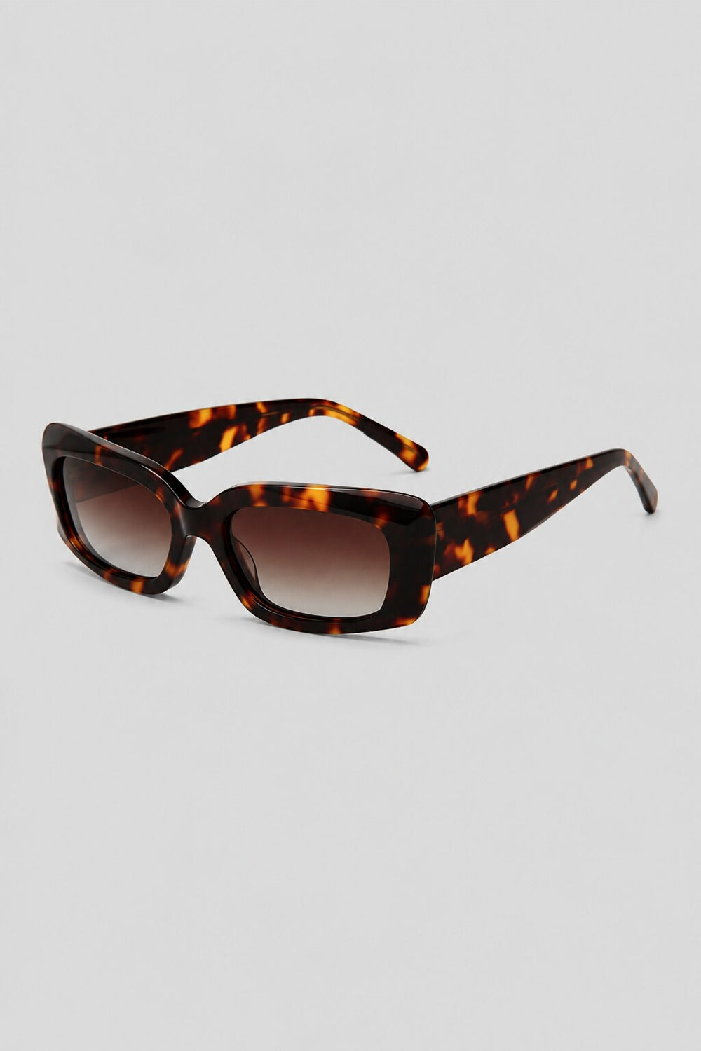 Olivier Marel Sevilla '91 tortoiseshell polarized rectangle sunglasses, side profile, unisex fit