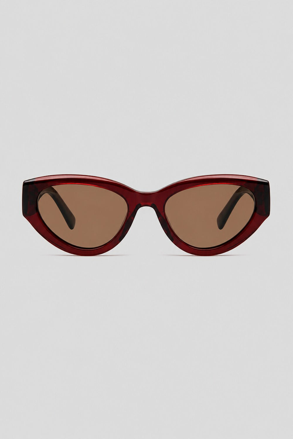 Olivier Marel Sitges '74 burgundy polarized cat-eye sunglasses, side profile, women's fit