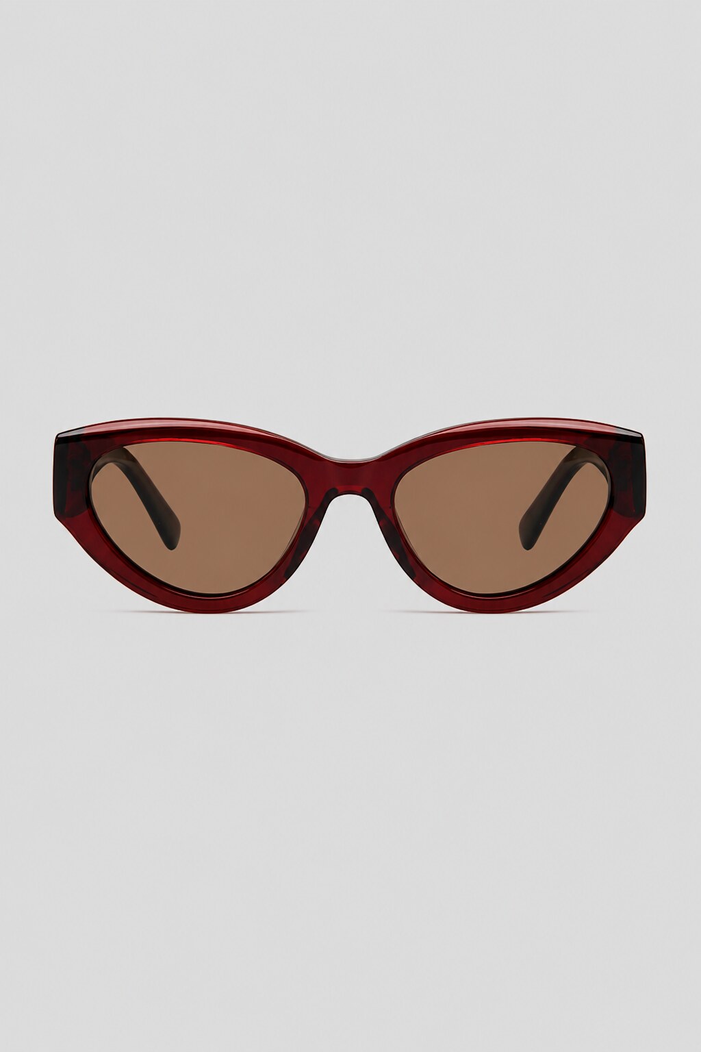 Olivier Marel Sitges '74 burgundy polarized cat-eye sunglasses, side profile, women's fit
