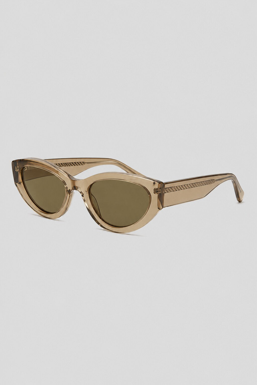 Olivier Marel Sitges '74 champagne polarized cat-eye sunglasses, side profile, women's fit