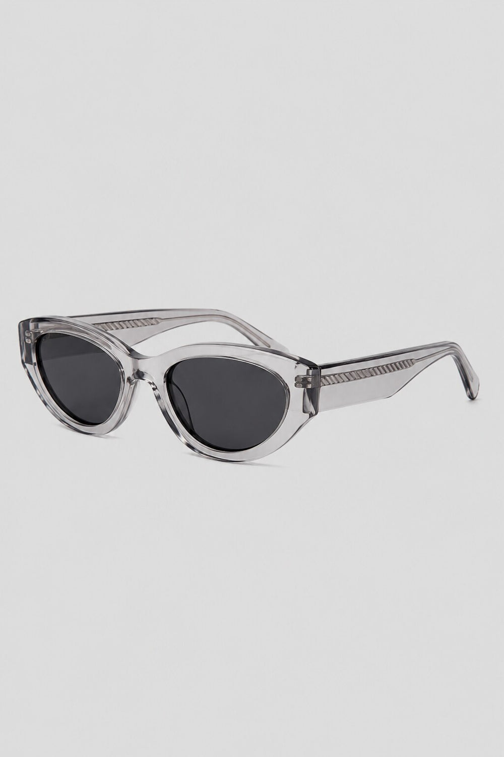 Olivier Marel Sitges '74 gray polarized cat-eye sunglasses, side profile, women's fit