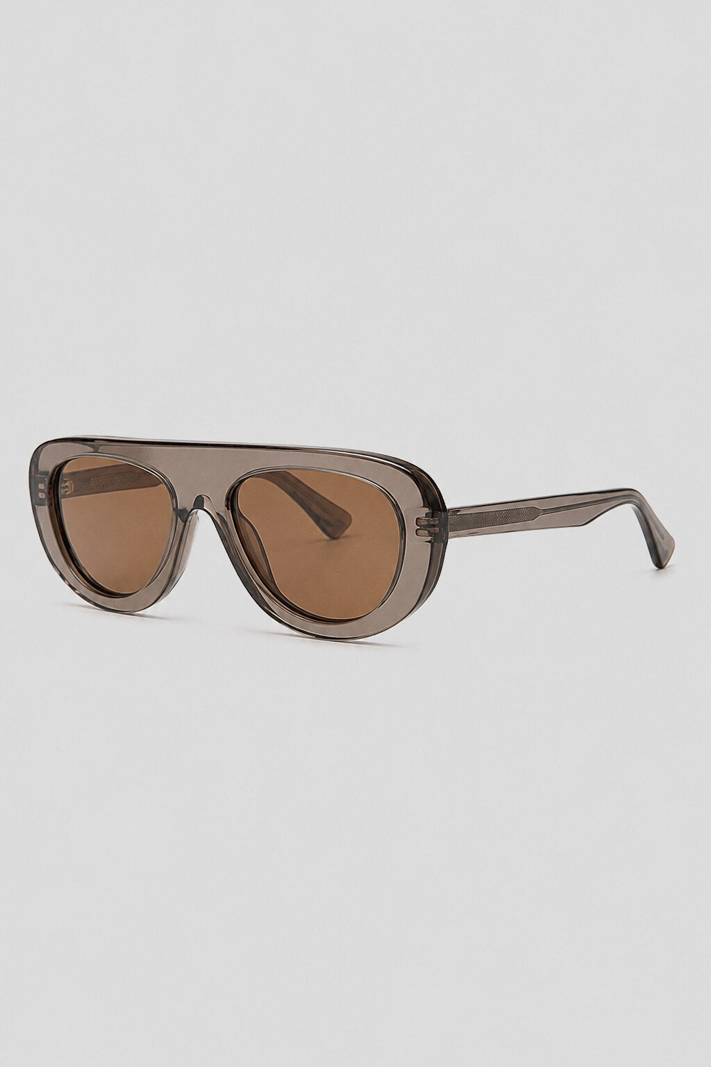 Olivier Marel Sorrento '93 brown polarized oval sunglasses, side profile, women's fit