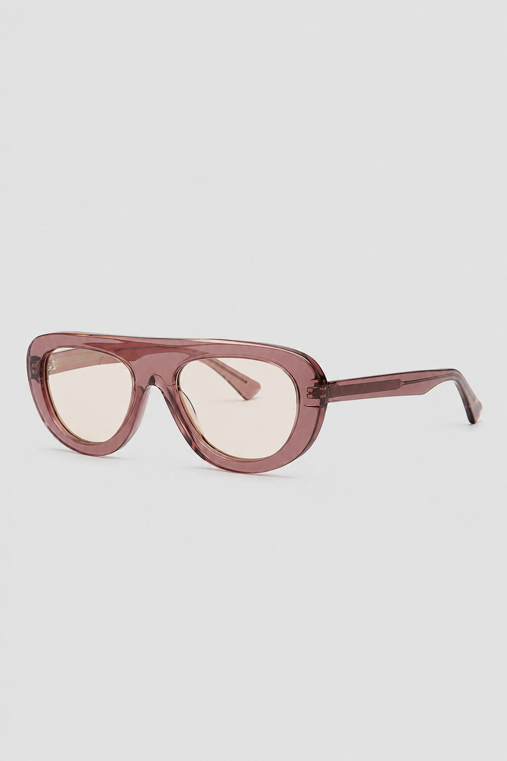 Olivier Marel Sorrento '93 pink polarized oval sunglasses, side profile, women's fit