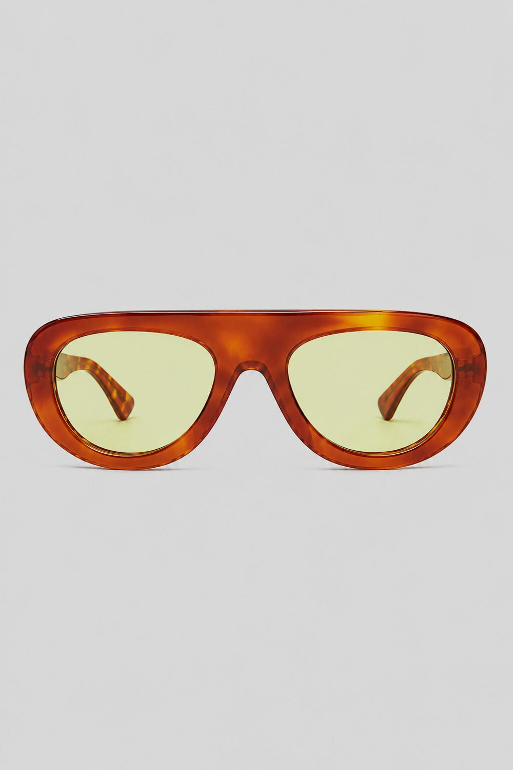 Olivier Marel Sorrento '93 yellow polarized oval sunglasses in acetate, front view
