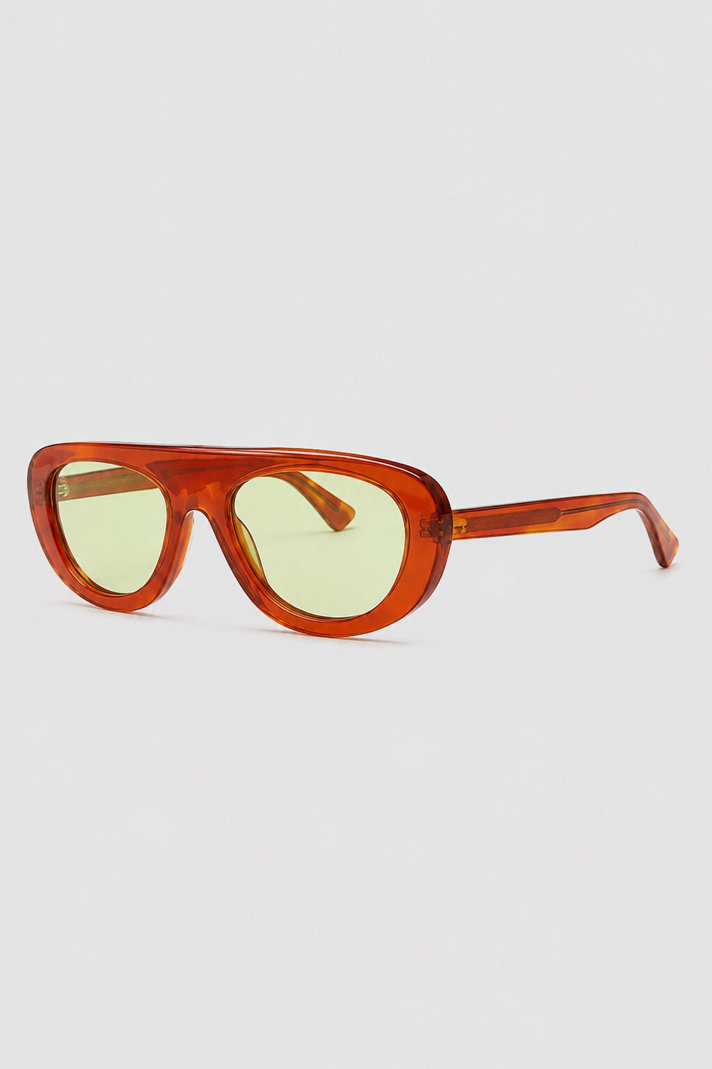 Olivier Marel Sorrento '93 yellow polarized oval sunglasses, side profile, women's fit