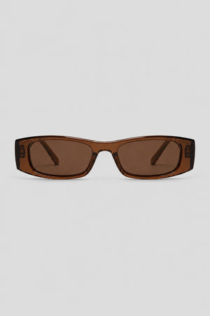Olivier Marel Stresa '61 brown polarized rectangle sunglasses in acetate, front view