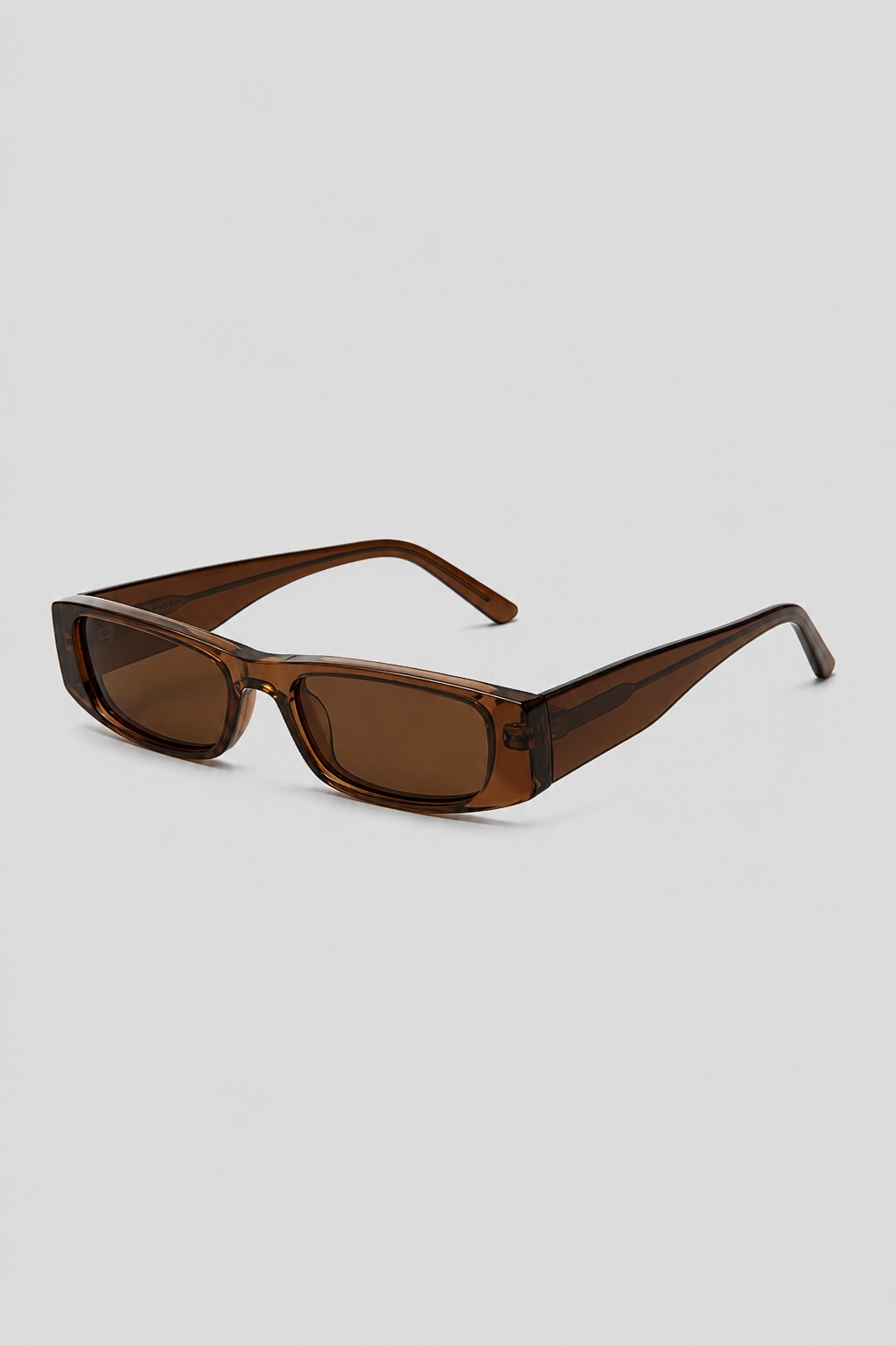 Olivier Marel Stresa '61 brown polarized rectangle sunglasses, side profile, unisex fit