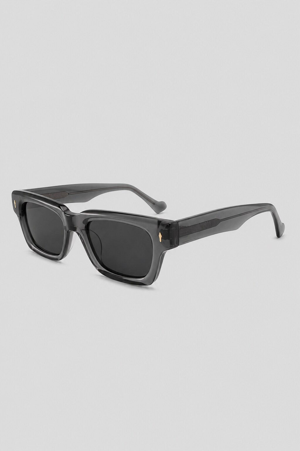 Olivier Marel Tarifa '85 gray rectangle sunglasses, side profile, unisex fit