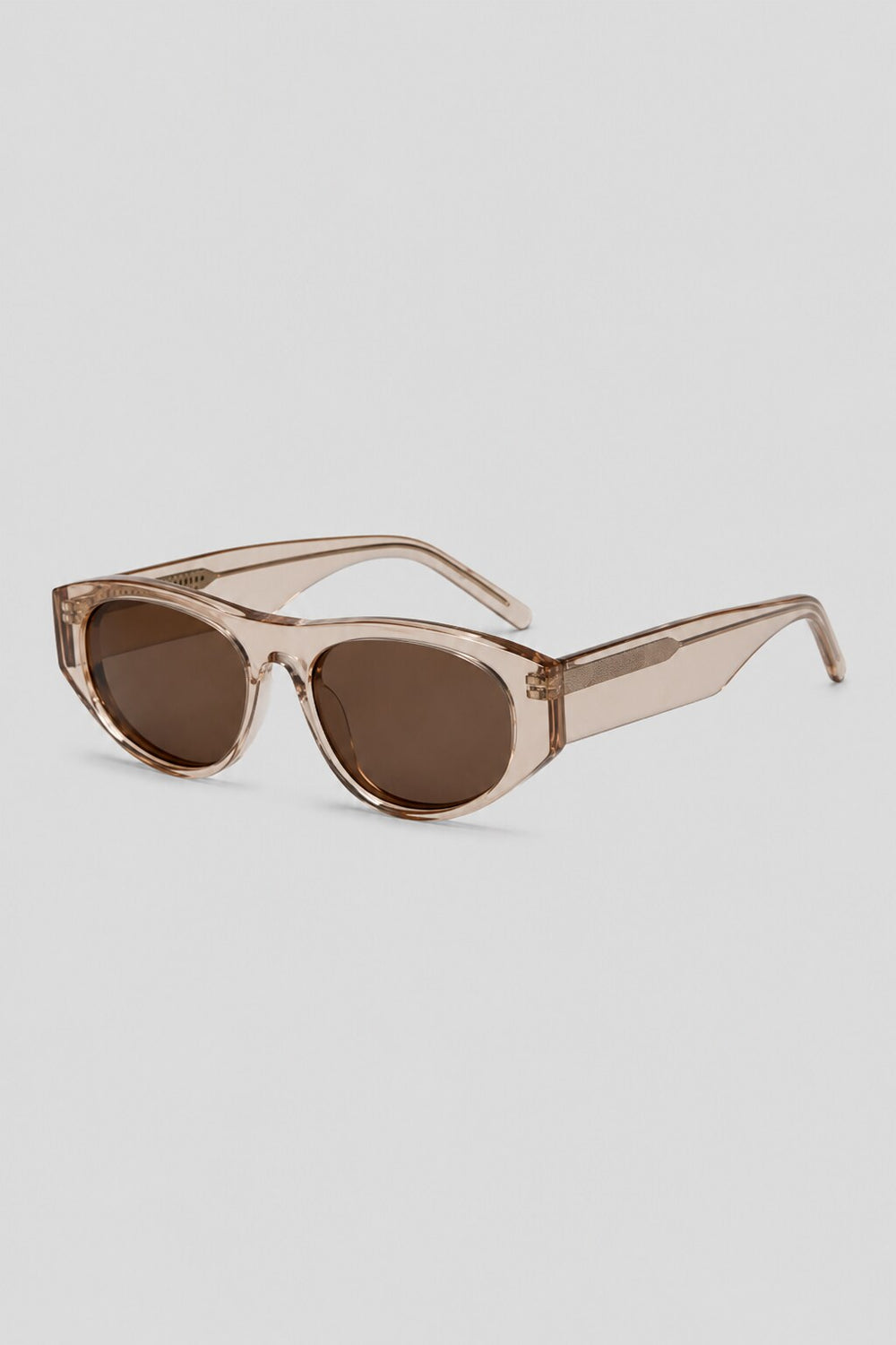 Olivier Marel Tignes '28 champagne polarized oval sunglasses, side profile, women's fit