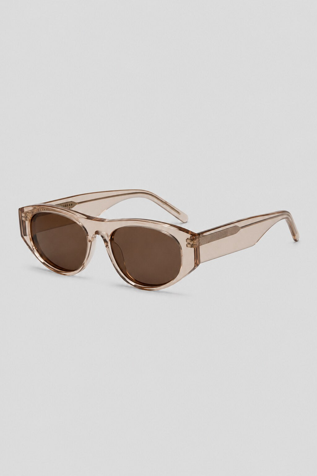 Olivier Marel Tignes '28 champagne polarized oval sunglasses, side profile, women's fit