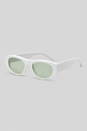 Olivier Marel Tignes '28 mint polarized oval sunglasses, side profile, women's fit