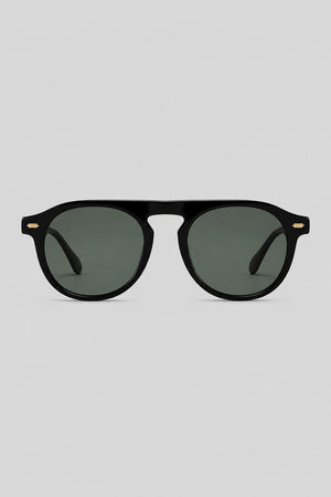 Olivier Marel Verbier '89 black round sunglasses in acetate, front view