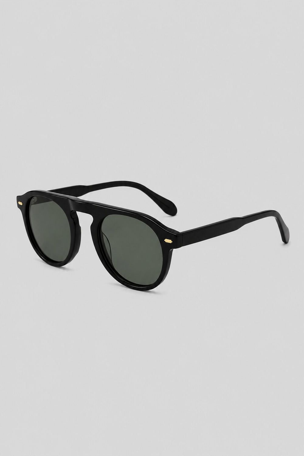 Olivier Marel Verbier '89 black round sunglasses, side profile, unisex fit