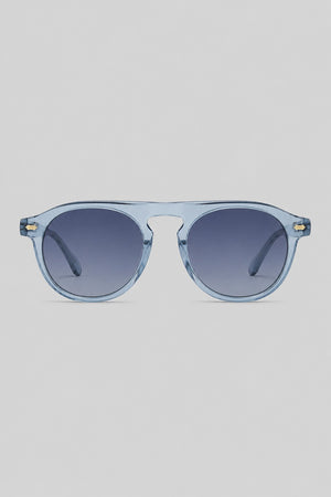 Olivier Marel Verbier '89 blue round sunglasses in acetate, front view