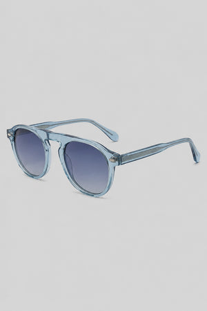 Olivier Marel Verbier '89 blue round sunglasses, side profile, unisex fit